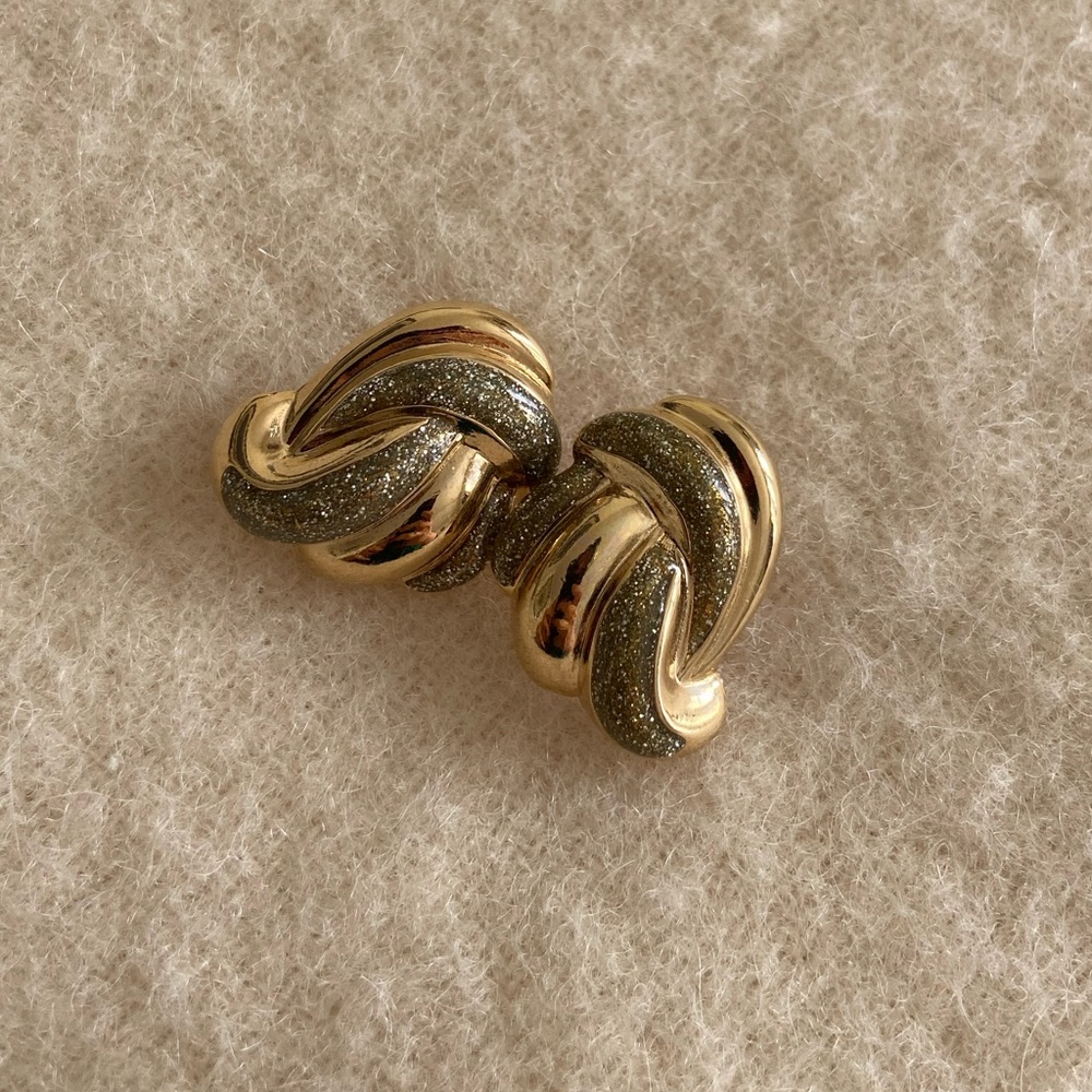 3 for $30 vintage gold structured ear clips with sparkles